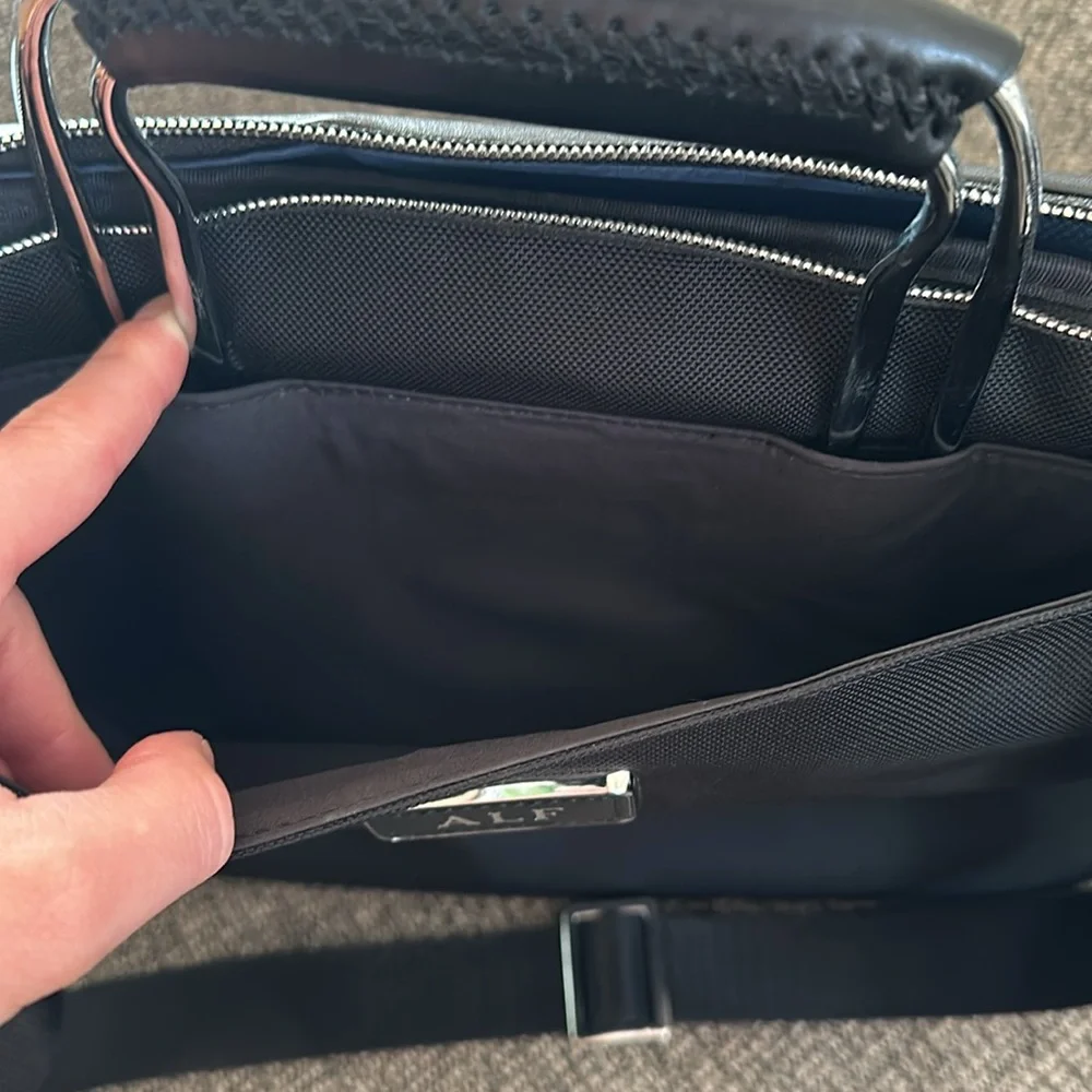 Tumi Slim Brief with padded compartment - Black with Black Leather